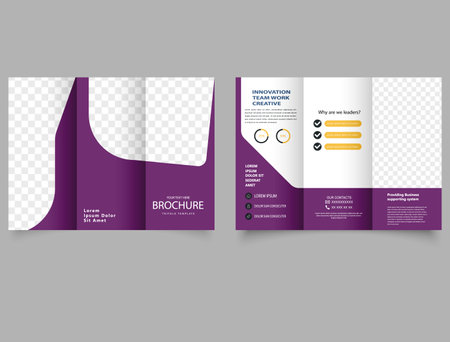 Purple modern trifold business brochure templateのイラスト素材