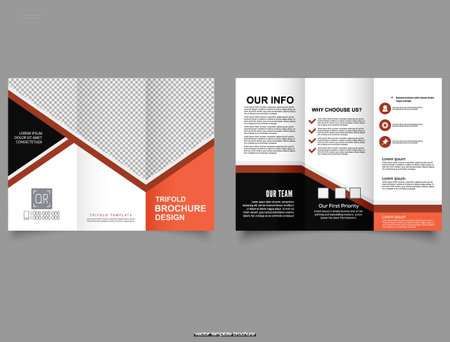 Corporate trifold brochure template. Modern, Creative, and Professional tri-fold brochure vector design. template designのイラスト素材