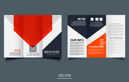 Black orange elegance business trifold Brochure Template. Vector illustration. Ready Brochure Template.のイラスト素材