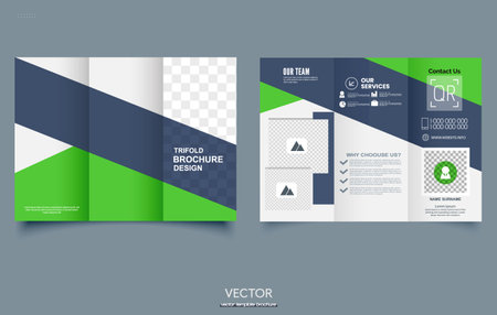 Green Professional clean modern and corporate trifold brochure template. layout designのイラスト素材