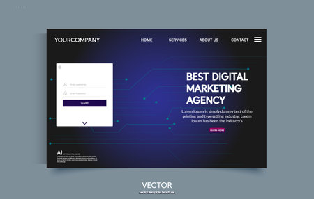 Modern web design for a marketing agency. Authorization on the marketing site. Futuristic UI UX Design for Business Websiteのイラスト素材