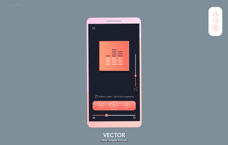 Mobile application for listening to music. Vector illustration. Modern music player on your smartphone screenのイラスト素材