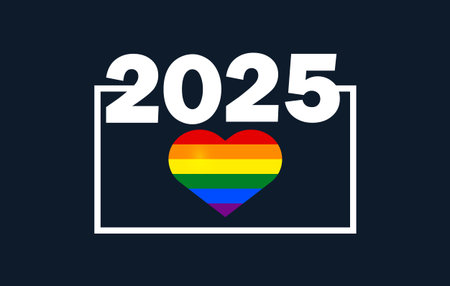 LGBT Pride 2025 Vector. Rainbow Heart, Equality Love Design. Editable image.