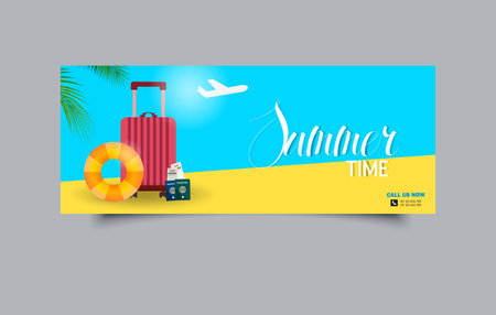 Tourist beach, summer banner or tourist tripのイラスト素材