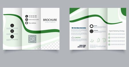 Tri fold wave brochure layout. Blue and white . For design and print. Editable image.
