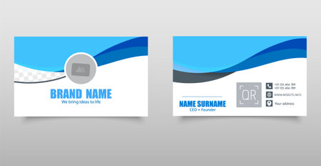Business card with waves. With contact information.のイラスト素材