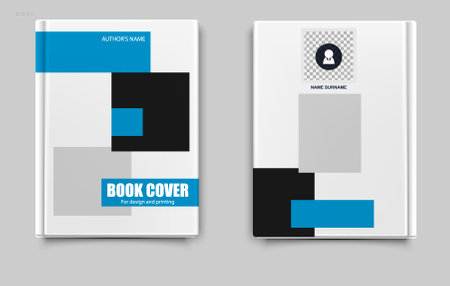 Corporate Book Cover Mockup. Clean and professional book cover mockup with a modular business layout. Includes space for author photo, name, and corporate content. Perfect for reports, manuals, and educational publishingのイラスト素材