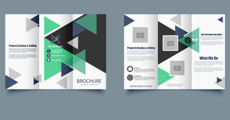 Modern Trifold Brochure Template. Creative trifold brochure template with abstract geometric design...