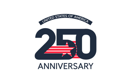 America 250 Anniversary Logo 1776 to 2026 Vector Design. Patriotic emblem suitable for Independence Day celebrations, commemorative events, and national branding.のイラスト素材