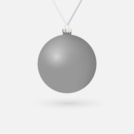Silver Glossy Christmas Bauble Vector illustration. Elegant festive decoration symbolizing holiday spirit and winter celebration.のイラスト素材