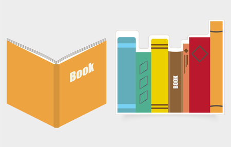 A vector illustration of a stack of school books, with colorful spines and simple shapes, ideal for educational and classroom themes.のイラスト素材
