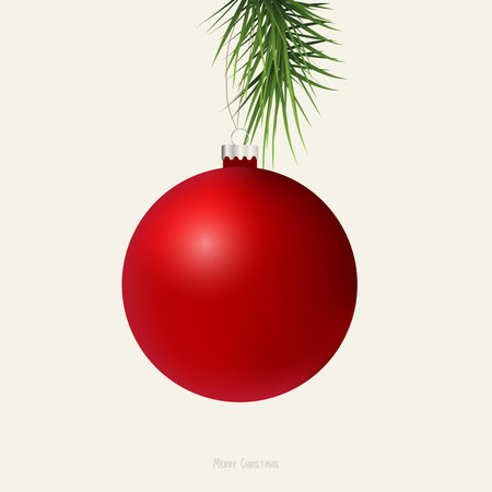 Red Christmas Ornament Vector Illustration. Minimalist festive design perfect for holiday cards, packaging, decorations, and seasonal graphic projects.のイラスト素材