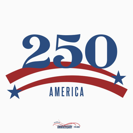 Clean patriotic vector emblem celebrating America 250th anniversaryのイラスト素材
