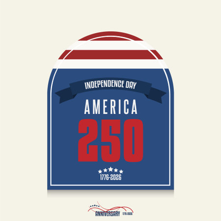 Shield America 250. Patriotic USA design in retro style, suitable for Fourth of July celebrationsのイラスト素材
