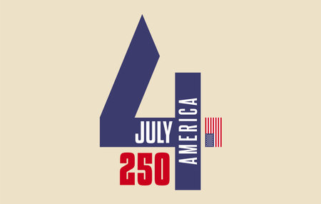 Modern minimalist vector illustration celebrating America 250 anniversary of Independence Day Perfect for posters, banners, social media, branding, prints.のイラスト素材