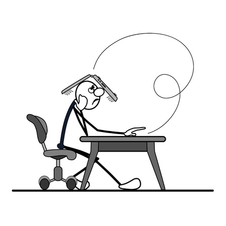 manager sits at the table  toothy laptop attacked manager のイラスト素材