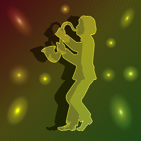  man playing the saxophone. around bright lights. beautiful lights.のイラスト素材