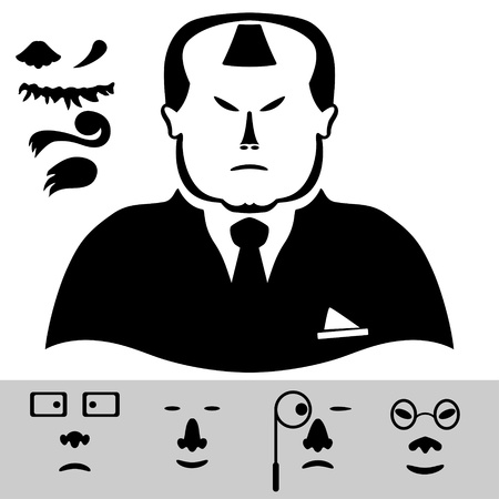  silhouette of a man and a range of different people. five sets of replaceableのイラスト素材