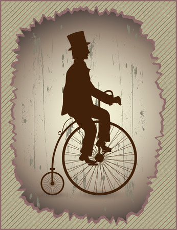 Gentleman sitting on the bike and riding forward.のイラスト素材