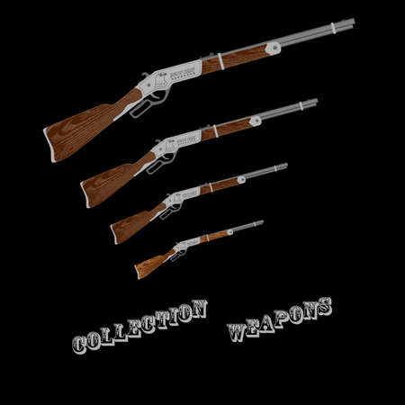 vintage collectible rifle on a black background for designers and print. illustrationのイラスト素材