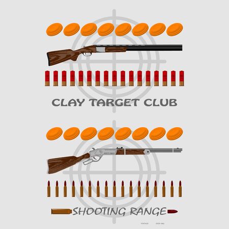 rifle, bullets, plates and target for marksmanshipのイラスト素材