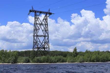 electricity delivery and natureの写真素材