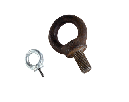 old and rusty bolt with thread. isolated on white backgroundの写真素材