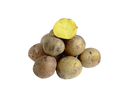 potatoes folded onto each other. cooked in the skins. isolate on white background without shadows. easy to cut your project.の写真素材