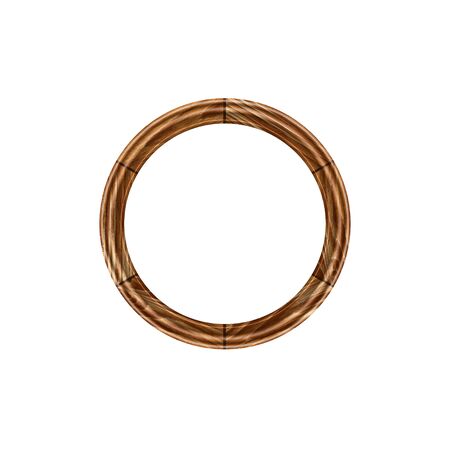 round frame made of expensive wood. chiseled baguette. isolate on a light background, it is easy to cut to your design.のイラスト素材