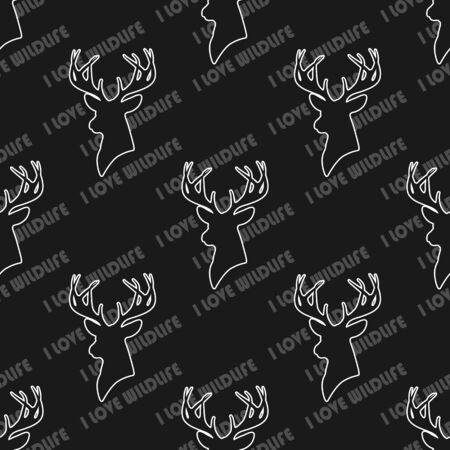 deer head with antlers. one young. seamless texture. pattern and silhouette. For all who love wildlife. Isolate on whiteのイラスト素材