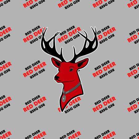 head of red deer with antlers. seamless texture. pattern and silhouette. For all who love wildlife. isolateのイラスト素材