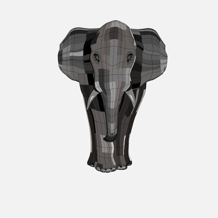 big and strong elephant. He is standing and looking. Isolate on white background.のイラスト素材