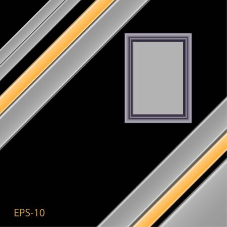 Abstract black background, frame from a baguette. yellow and gray stripes.のイラスト素材