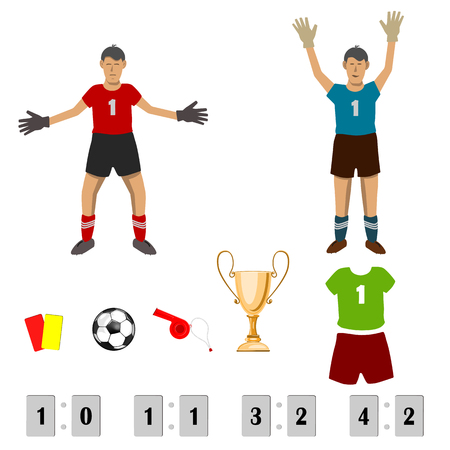 Two goalkeepers in different poses.のイラスト素材
