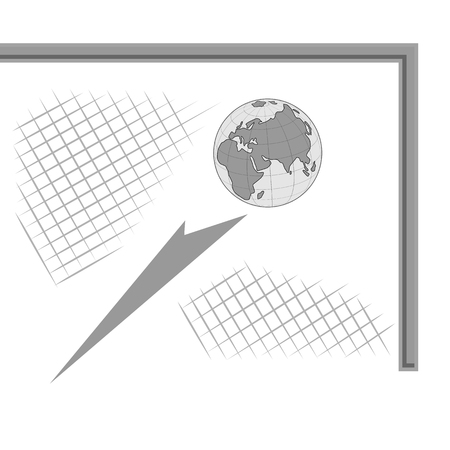 A football field and there are gates. the ball flies. Isolated on white background.のイラスト素材