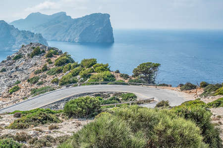 A winding road to the blue seaのeditorial素材