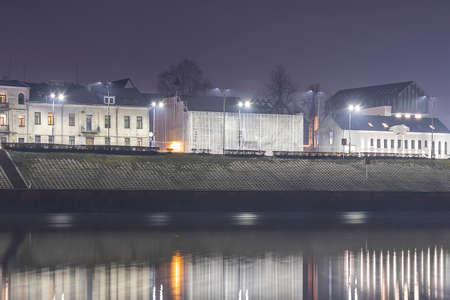 Night old town by the riverのeditorial素材