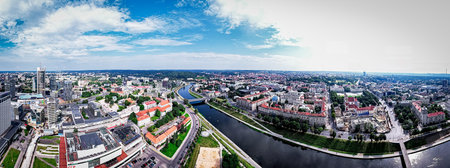 Aerial panoramic view of Wroclaw, Poland.
