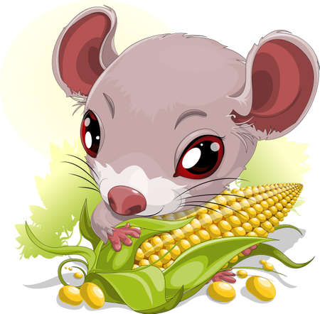	mouse with cornのイラスト素材