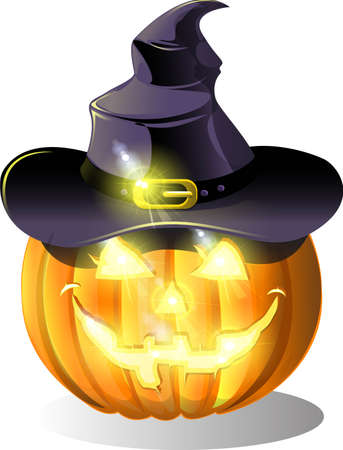 pumpkin with burning eyesのイラスト素材
