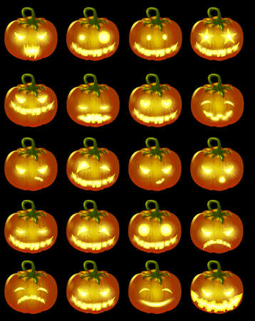 pumpkin with burning eyesのイラスト素材