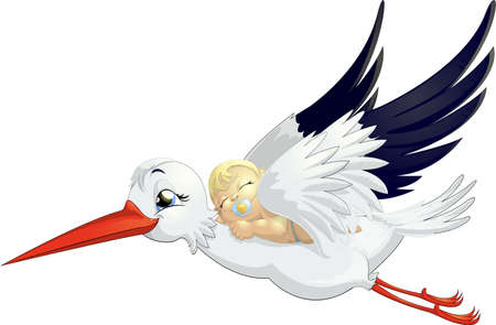 the stork brings the childのイラスト素材