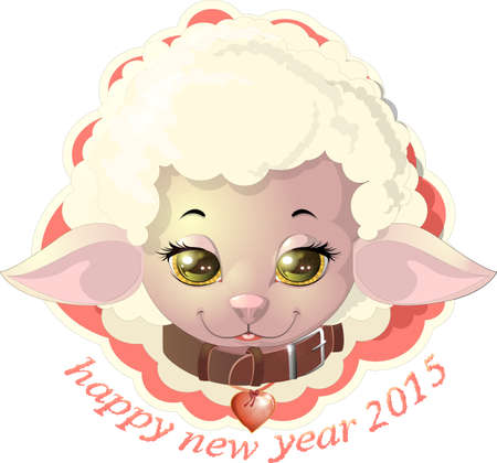 beautiful face sheep painted on a white backgroundのイラスト素材