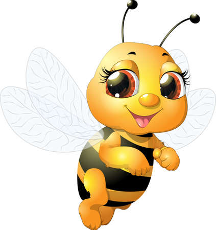 beautiful bee which narisovana on white backgroundのイラスト素材