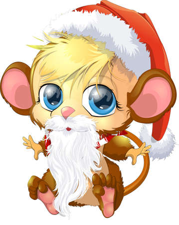 monkey sitting on a white background that looks aheadのイラスト素材