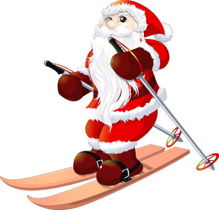 Santa Claus painted in the background, with snowのイラスト素材