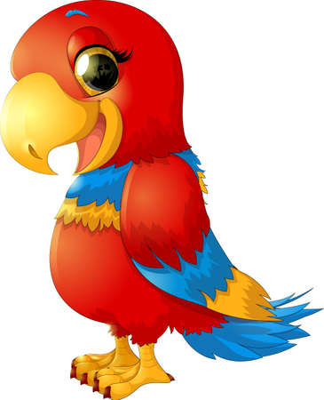 cheerful red parrot on a white backgroundのイラスト素材
