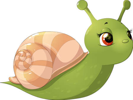 beautiful cute snail with a house on his backのイラスト素材