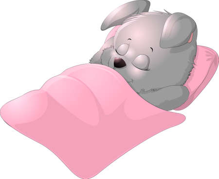 Sleep cute bunny on a white backgroundのイラスト素材