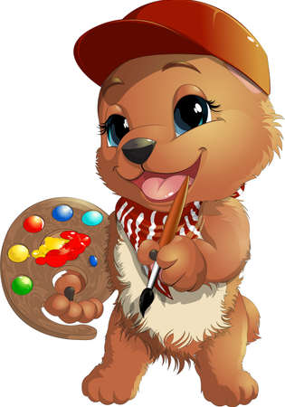 Bear artist in a capのイラスト素材